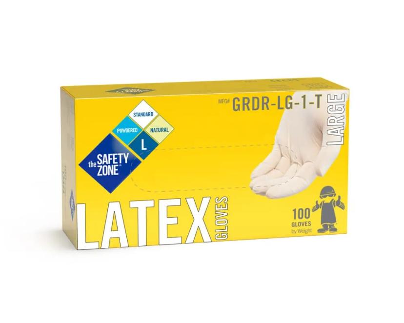 Safety Zone® Gloves XL Natural Latex 100 Count/Pack 10 Packs/Case 1000 Count/Case