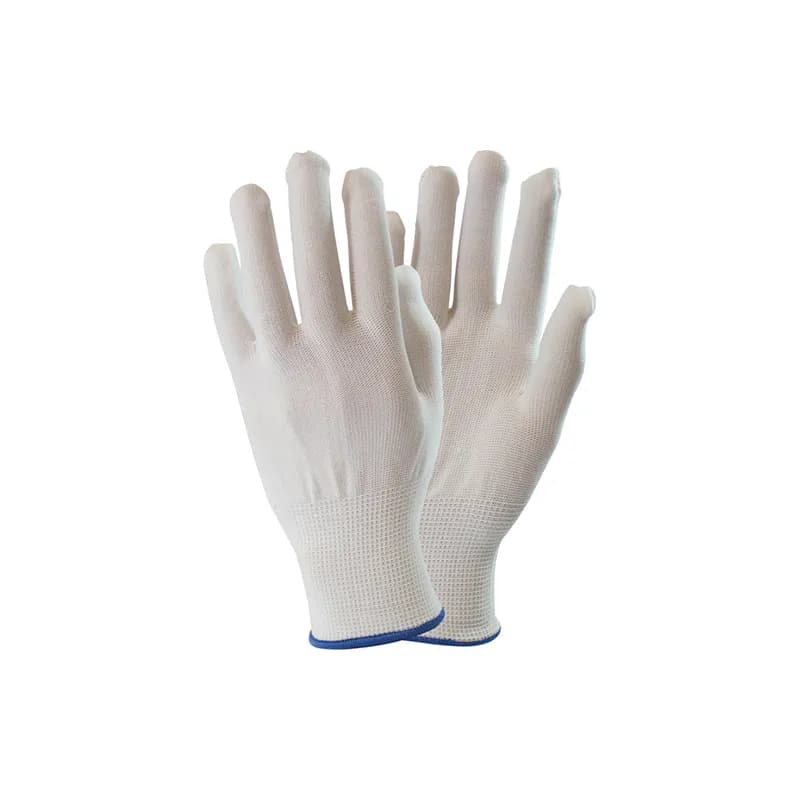 Inspector Gloves OS White Blue Polyester Nylon Knit Thermal Liner 25 Count/Bag 2 Bags/Case