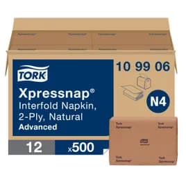 Tork Xpressnap® Napkins 8.5X6.5 IN 4.5X6.5 IN Natural Paper 2PLY Disposable 500 Sheets/Pack 12 Packs/Case
