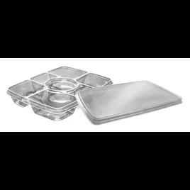Deli Container Base & Lid Combo With Flat Lid 6 Compartment PET Clear Rectangle With Sauce Compartment 60/Case