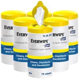 Everwipe® Sanitizing Wipes 7X7 IN 43.75 FT White Disinfectants Canister 75 Count/Roll