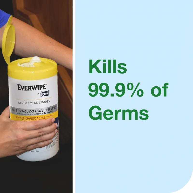 Everwipe® Sanitizing Wipes 7X7 IN 43.75 FT White Disinfectants Canister 75 Count/Roll