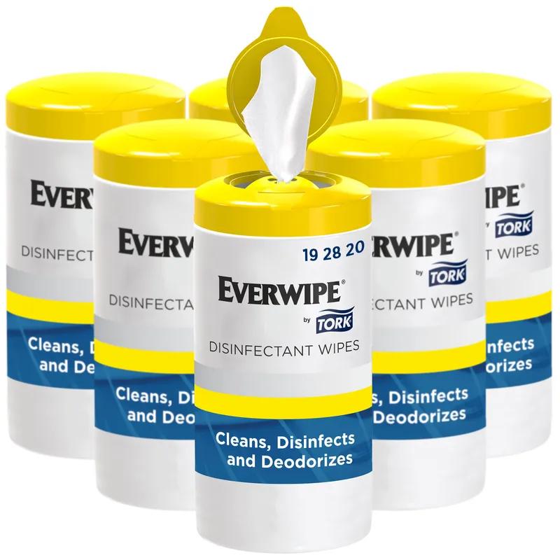 Everwipe® Sanitizing Wipes 7X7 IN 43.75 FT White Disinfectants Canister 75 Count/Roll