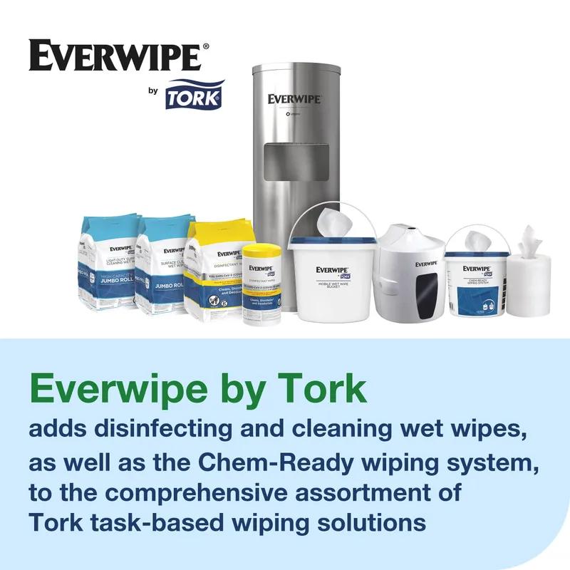 Everwipe® Sanitizing Wipes 7X7 IN 43.75 FT White Disinfectants Canister 75 Count/Roll
