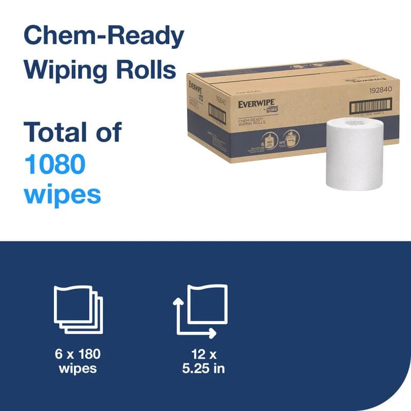 Everwipe® Chem-Ready Cleaning Wipe Refill 12X5.25 IN 180 FT 1 White Embossed Roll 180 Count/Roll 6 Rolls/Case