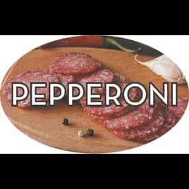 Pepperoni Meat Flavor Label 1.25X2 IN Oval 4 Color Process 500 Count/Roll 20 Rolls/Case 10000 Count/Case