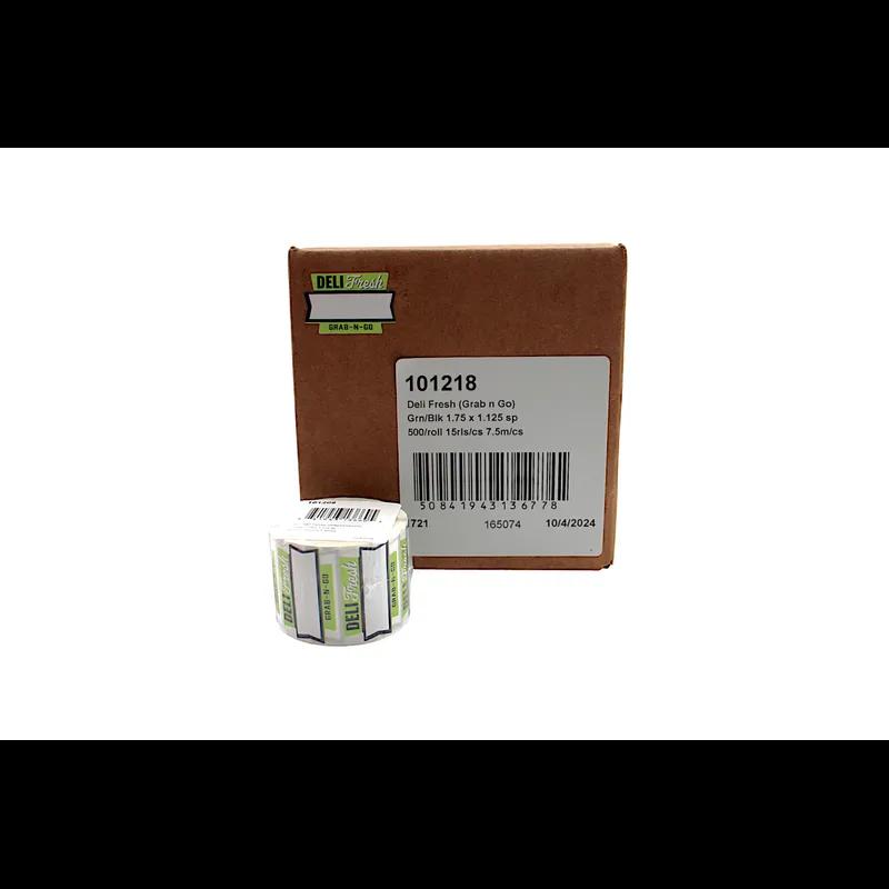 Deli Fresh Grab-N-Go Deli Write In Label 1.75X1.125 IN Green Black Special Shape 500 Count/Roll 15 Rolls/Case
