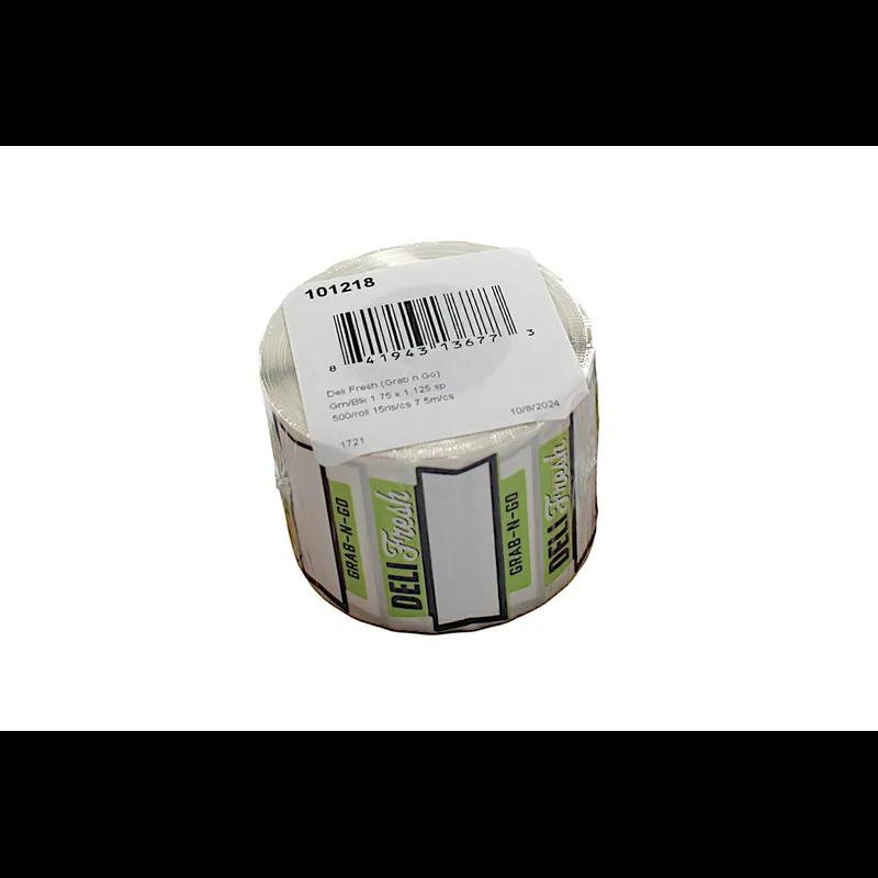 Deli Fresh Grab-N-Go Deli Write In Label 1.75X1.125 IN Green Black Special Shape 500 Count/Roll 15 Rolls/Case