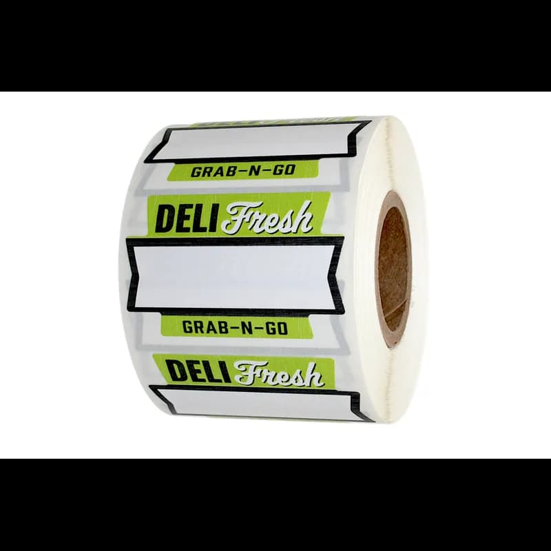 Deli Fresh Grab-N-Go Deli Write In Label 1.75X1.125 IN Green Black Special Shape 500 Count/Roll 15 Rolls/Case