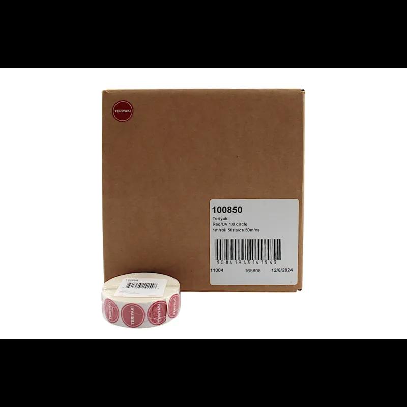 Teriyaki Deli Label 1 IN Red Circle UV 1000 Count/Roll 50 Rolls/Case 50000 Count/Case