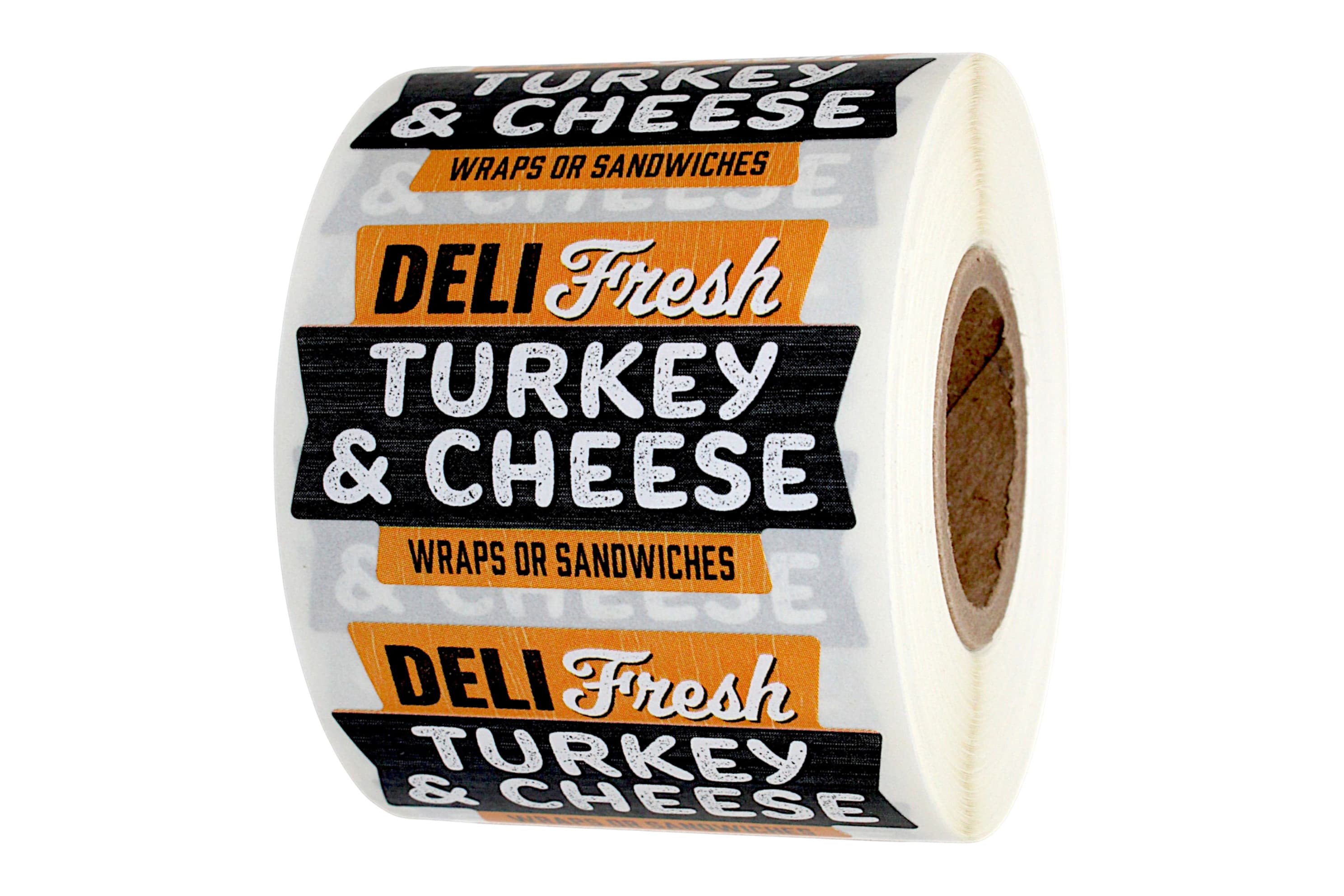 Deli Fresh Turkey & Cheese Wrap Or Sandwich Deli Label 1.75X1.125 IN Orange Black 500 Count/Roll 15 Rolls/Case