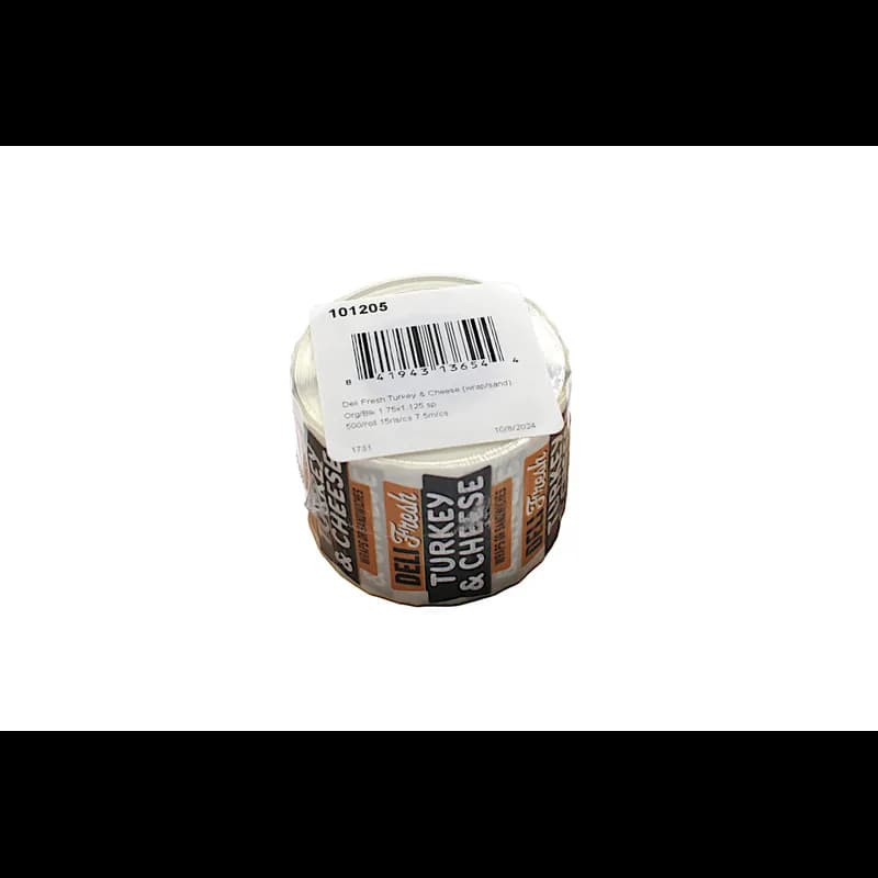 Deli Fresh Turkey & Cheese Wrap Or Sandwich Deli Label 1.75X1.125 IN Orange Black 500 Count/Roll 15 Rolls/Case