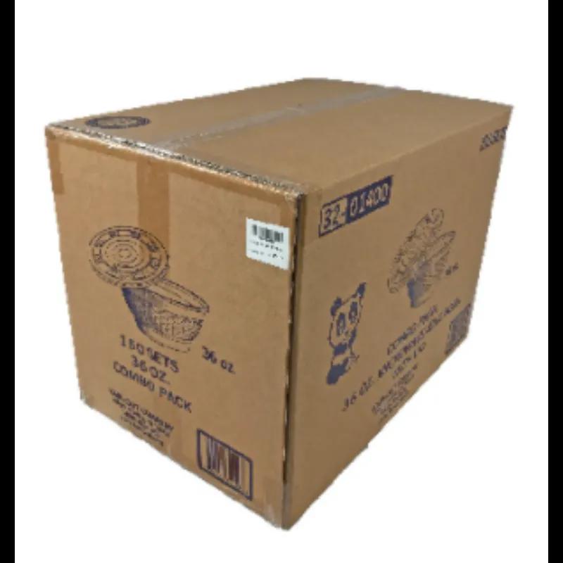 Bowl & Lid Combo 36 OZ Plastic White 150/Case