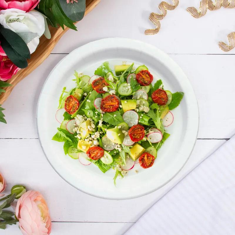 Solo® Plate 8.5 IN Coated Paper White ProPlanet™ Printed 125 Count/Bag 4 Bags/Case 500 Count/Case