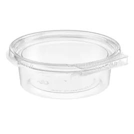 Safe-T-Fresh® Deli Container Hinged With Flat Lid 8 OZ RPET Clear Round 340/Case