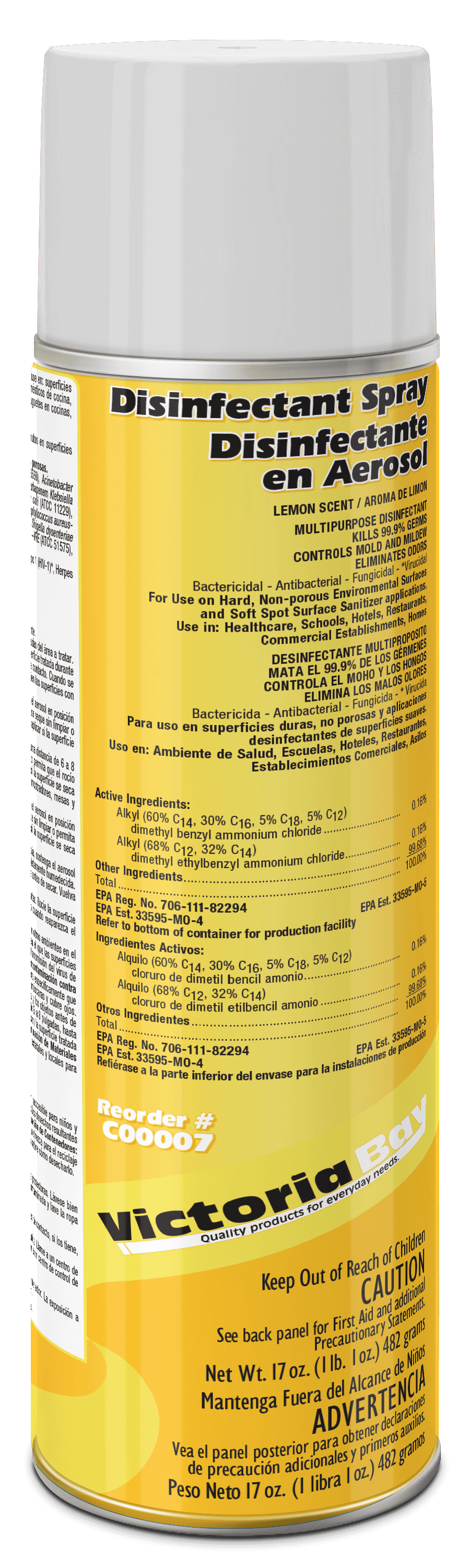 Victoria Bay Lemon Disinfectant 17 OZ Aerosol 12/Case