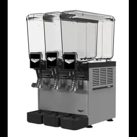 Beverage Dispenser Stainless Steel Polycarbonate Electric Refrigerated Three 2.11GAL Bowls & Agitator Circulation 1/Each