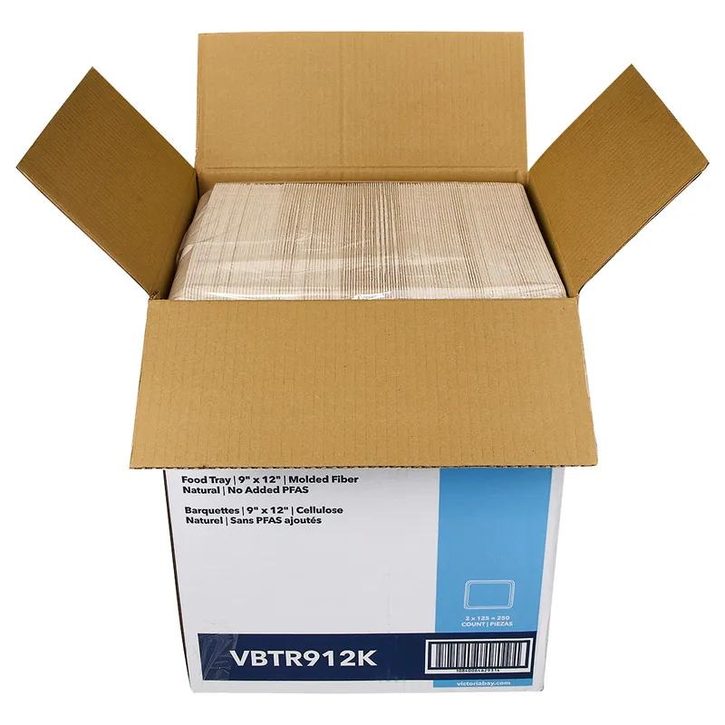 Victoria Bay Food Tray 9X12 IN Molded Fiber Natural 125 Count/Pack 2 Packs/Case 250 Count/Case