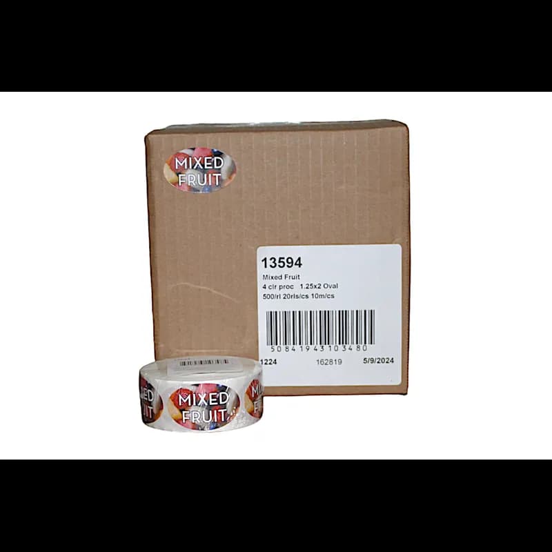Mixed Fruit Bakery Flavor Label 1.25X2 IN Oval 4 Color Process 500 Count/Roll 20 Rolls/Case 10000 Count/Case