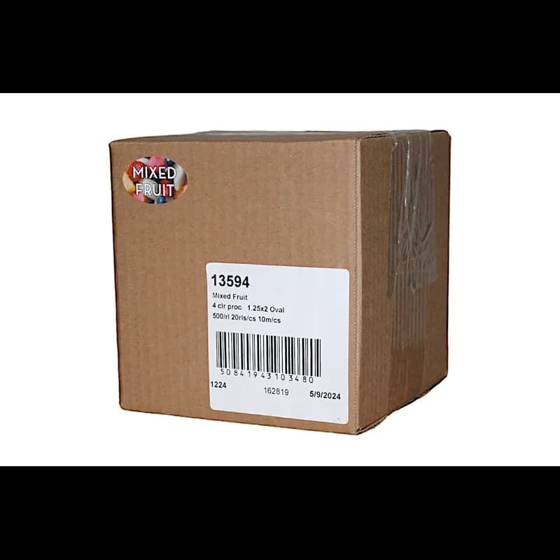 Mixed Fruit Bakery Flavor Label 1.25X2 IN Oval 4 Color Process 500 Count/Roll 20 Rolls/Case 10000 Count/Case