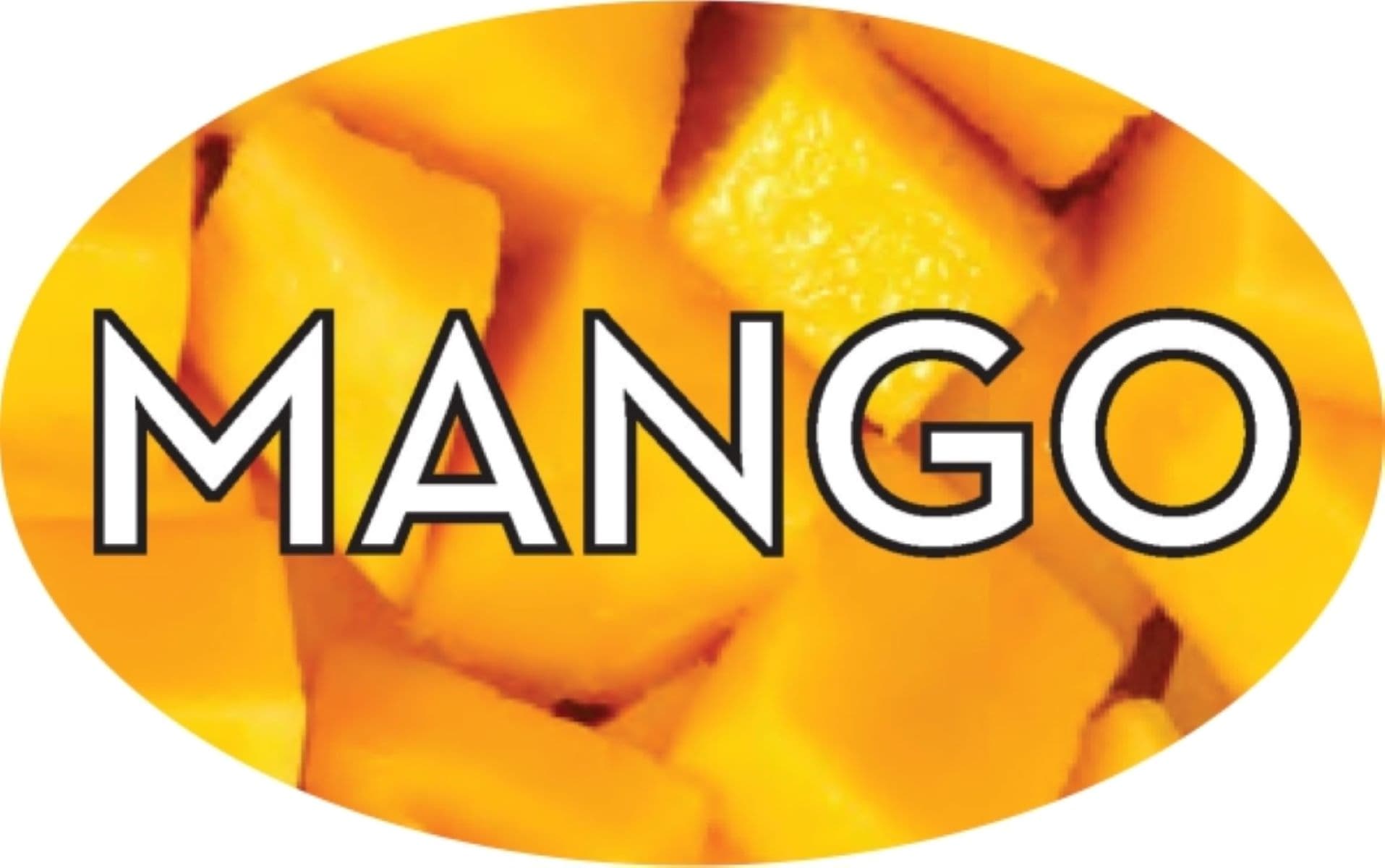 Mango Bakery Flavor Label 1.25X2 IN Oval 4 Color Process 500 Count/Roll 5 Rolls/Sleeve