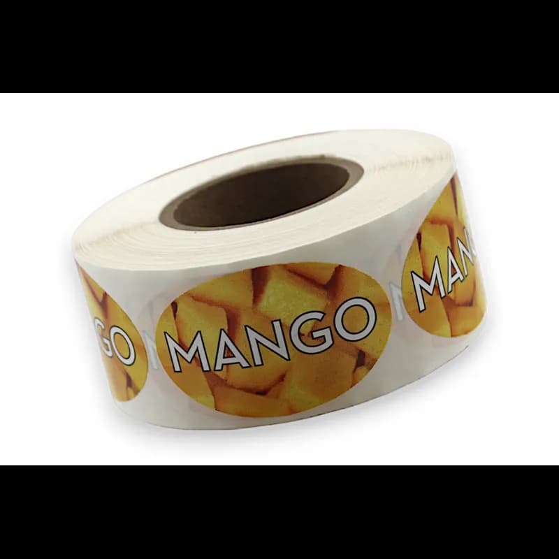 Mango Bakery Flavor Label 1.25X2 IN Oval 4 Color Process 500 Count/Roll 5 Rolls/Sleeve