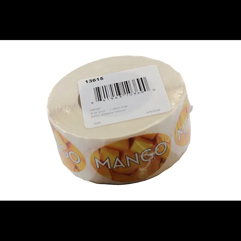 Mango Bakery Flavor Label 1.25X2 IN Oval 4 Color Process 500 Count/Roll 5 Rolls/Sleeve