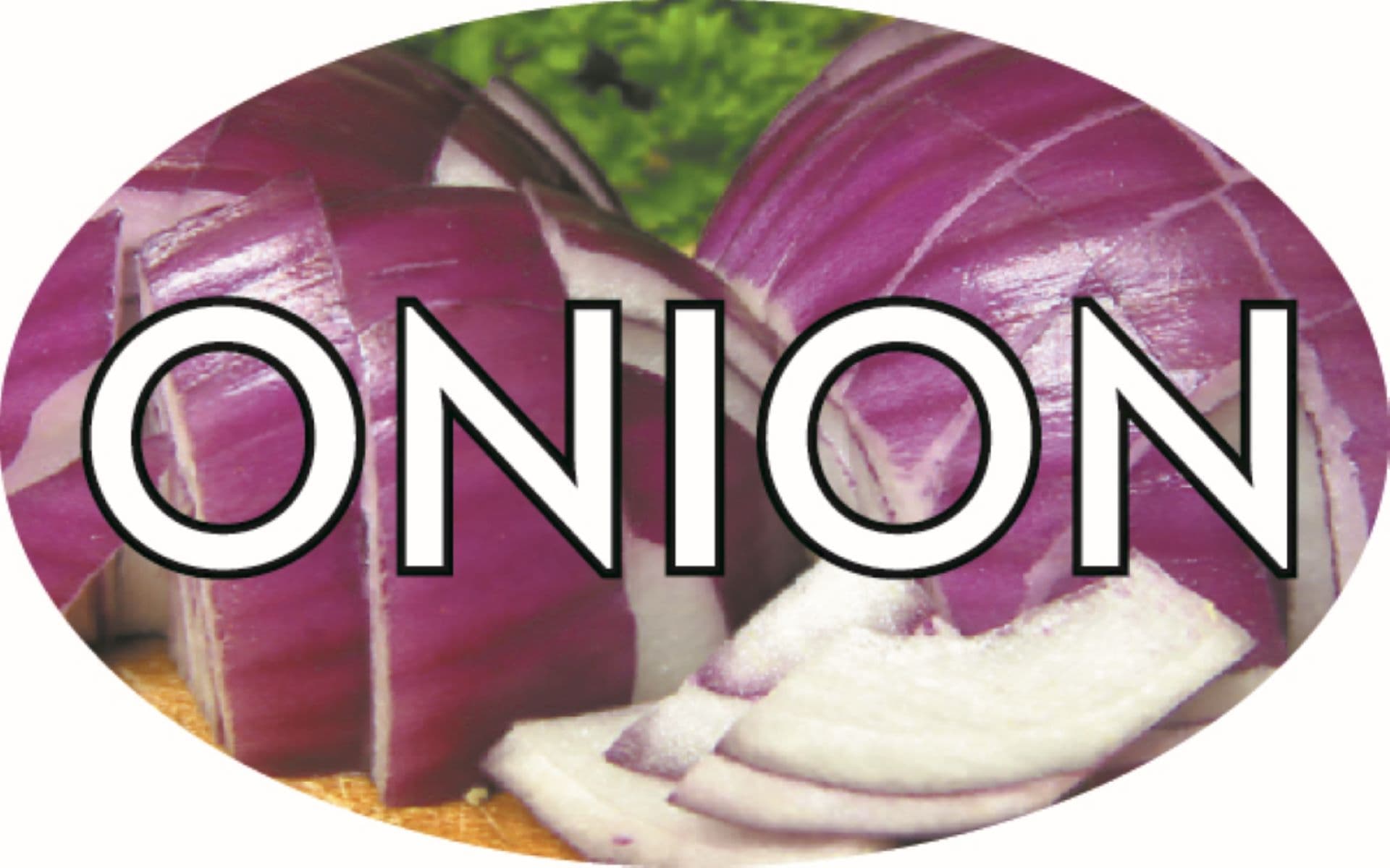 Onion Bakery Flavor Label 1.25X2 IN Oval 4 Color Process 500 Count/Roll 20 Rolls/Case 10000 Count/Case