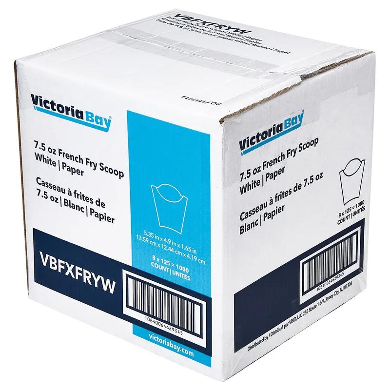 Victoria Bay French Fry Cup & Scoop 7 OZ 5.35X4.9X1.65 IN Paper White 125 Count/Pack 8 Packs/Case 1000 Count/Case