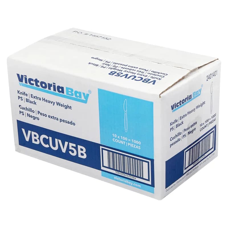 Victoria Bay Knife PS Black Extra Heavy Unwrapped 100 Count/Pack 10 Packs/Case 1000 Count/Case