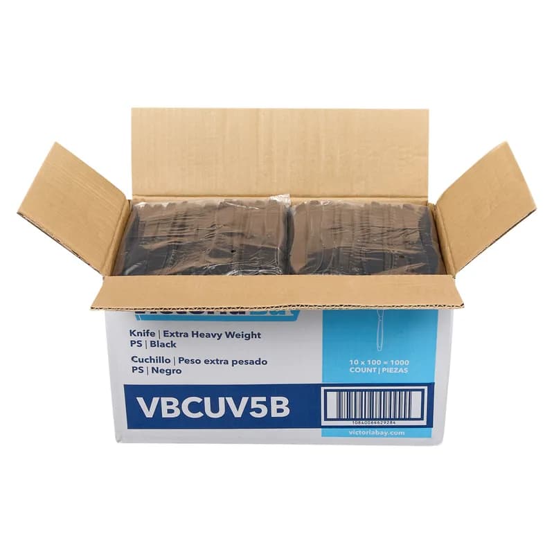 Victoria Bay Knife PS Black Extra Heavy Unwrapped 100 Count/Pack 10 Packs/Case 1000 Count/Case