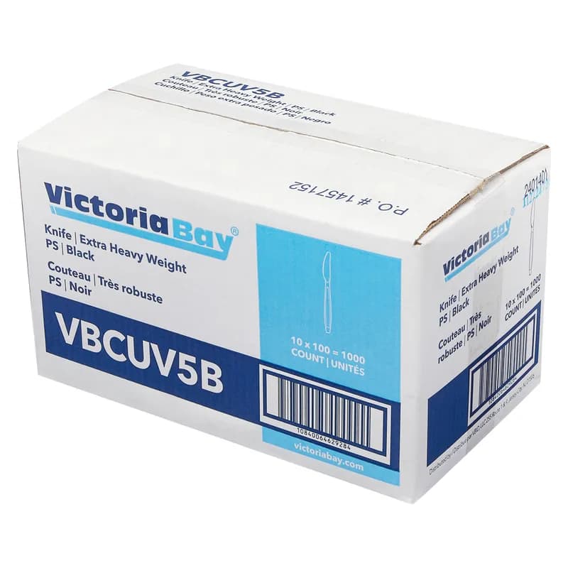 Victoria Bay Knife PS Black Extra Heavy Unwrapped 100 Count/Pack 10 Packs/Case 1000 Count/Case