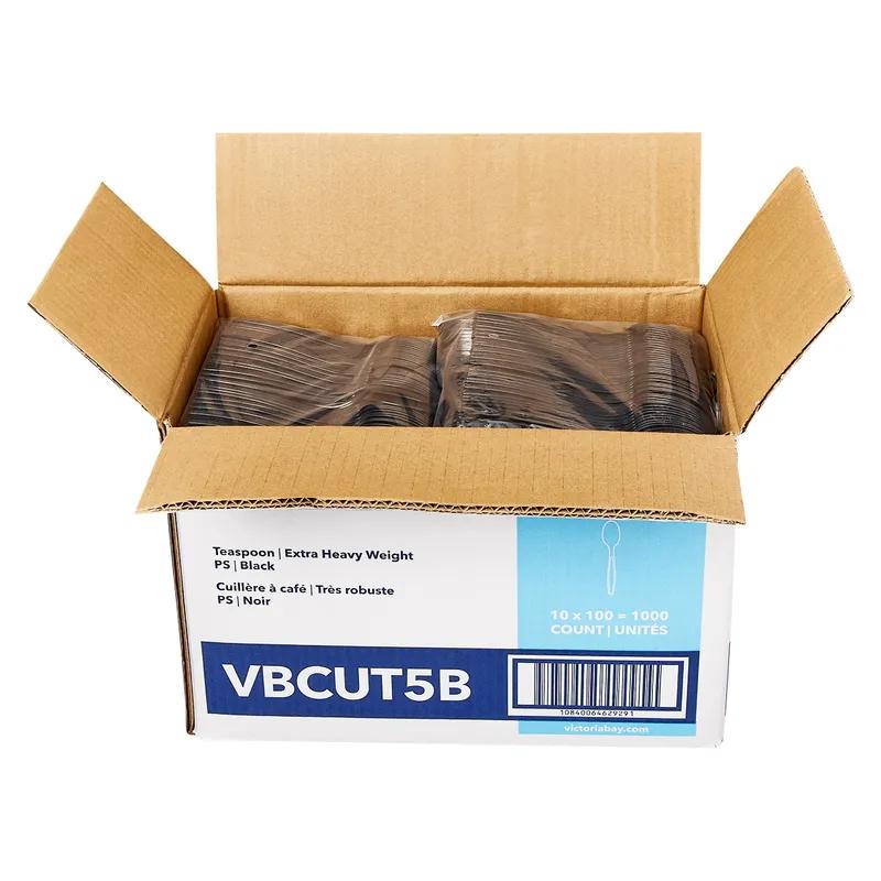 Victoria Bay Teaspoon PS Black Extra Heavy Unwrapped 100 Count/Pack 10 Packs/Case 1000 Count/Case