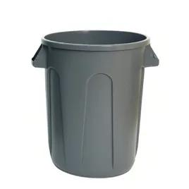 Trash Can 32 GAL Gray Round Plastic Indoor/Outdoor 1/Pack