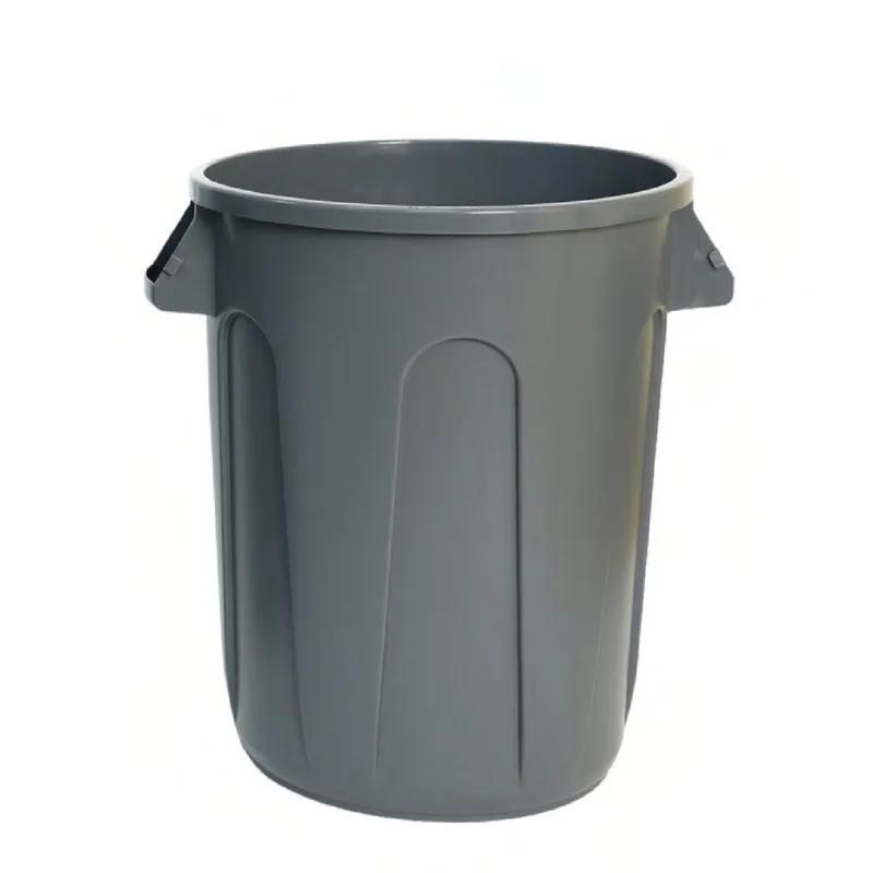 Trash Can 32 GAL Gray Round Plastic Indoor/Outdoor 1/Pack