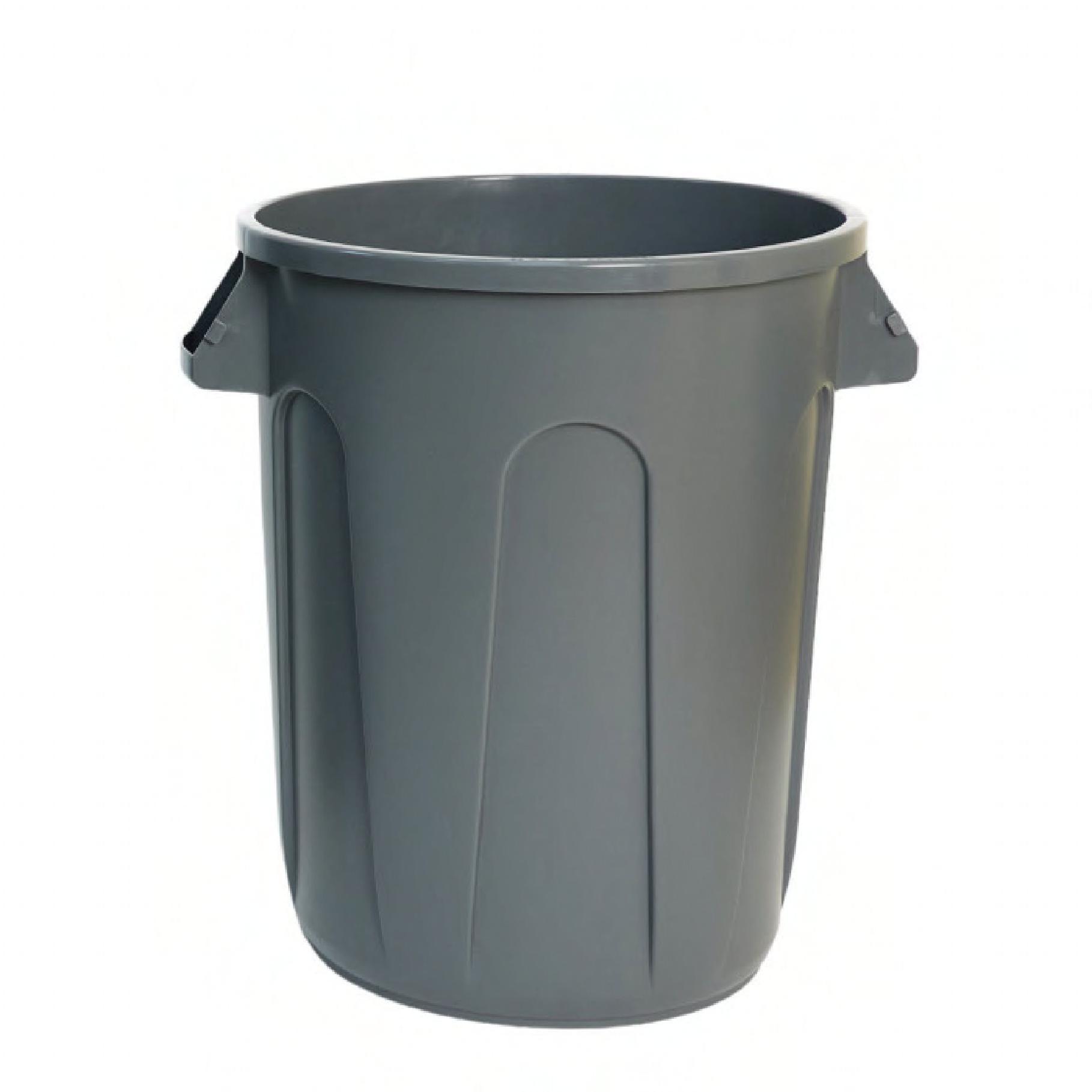 Trash Can 32 GAL Gray Round Plastic Indoor/Outdoor 1/Pack