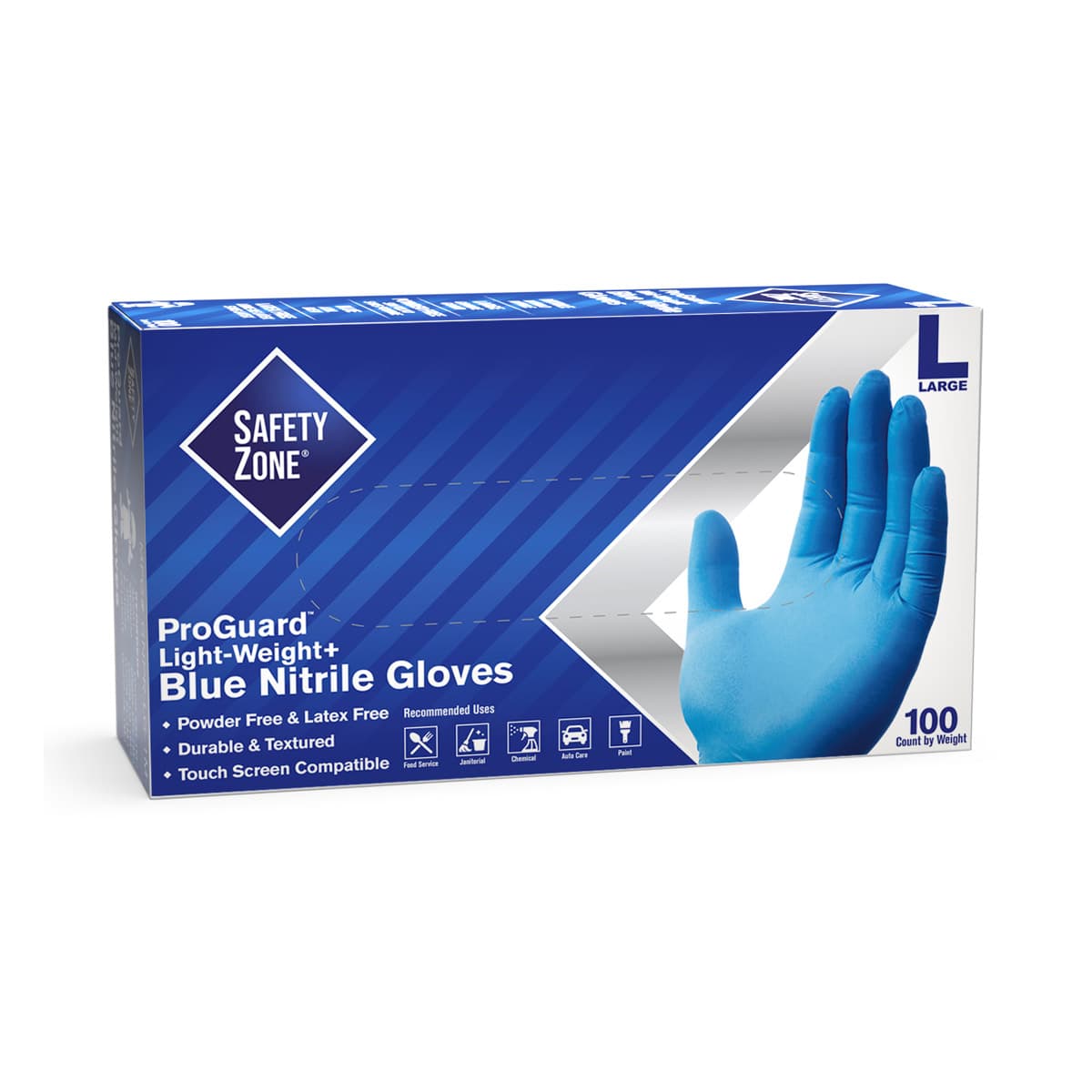 Safety Zone® Examination Gloves Small (SM) Blue 3.5MIL Nitrile Powder-Free 100 Count/Box 10 Box/Case