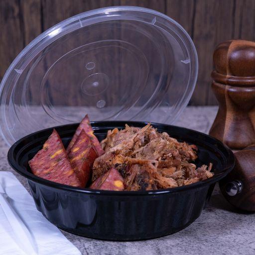 Take-Out Container Base & Lid Combo 32 OZ Plastic Black Round Deep 150/Case