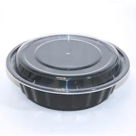 Take-Out Container Base & Lid Combo 32 OZ Plastic Black Round Deep 150/Case