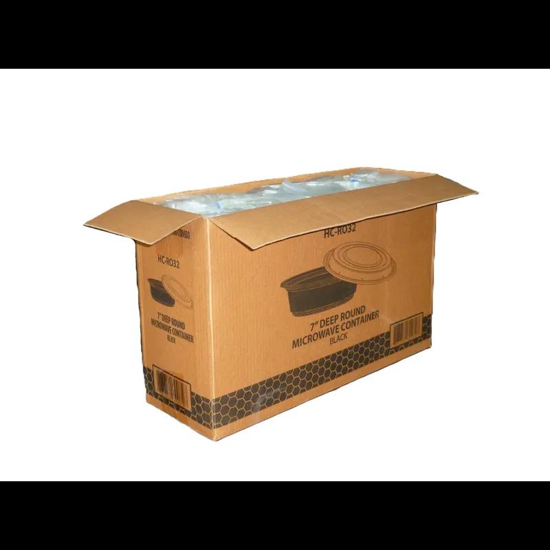 Take-Out Container Base & Lid Combo 32 OZ Plastic Black Round Deep 150/Case