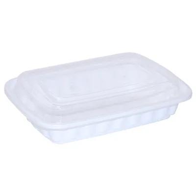 Take-Out Container Base & Lid Combo With Dome Lid 28 OZ PP White Clear Rectangle Shallow 150/Case