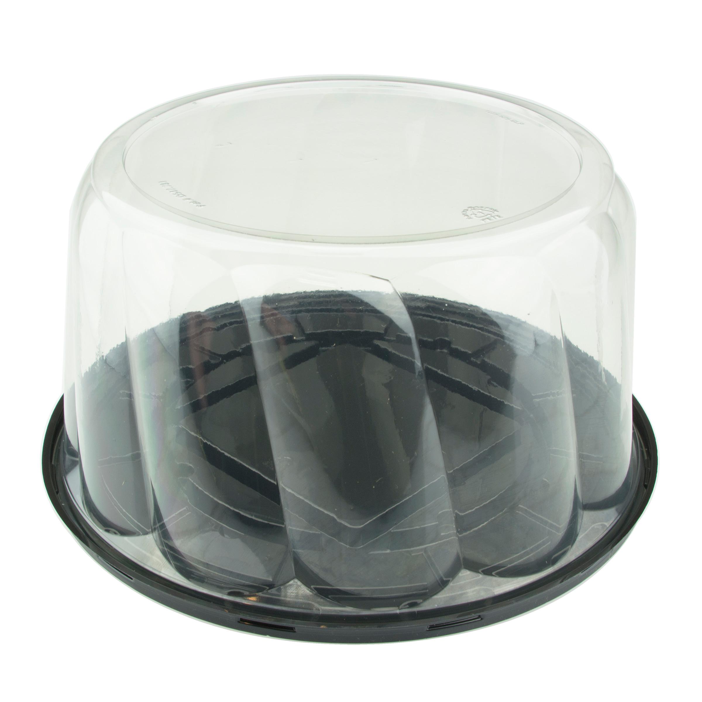 RoseDome Cake Container & Lid Combo With Dome Lid 10X5.25 IN PET Clear Black Round Deep Swirl 100/Case