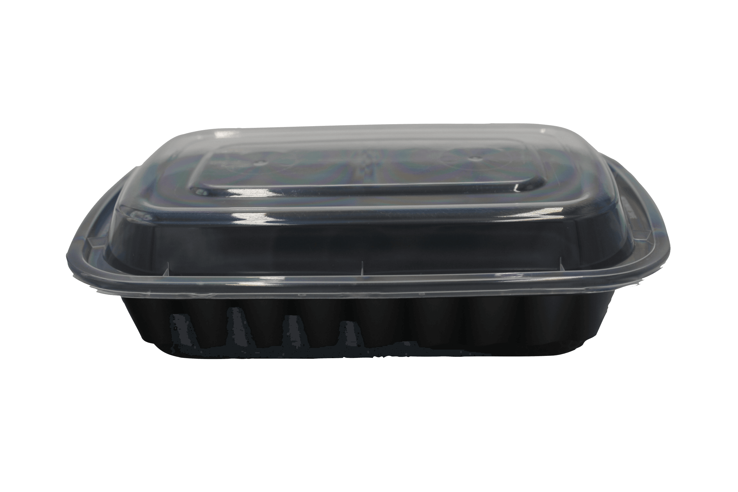 Take-Out Container Base & Lid Combo 24 OZ Plastic Black Rectangle Deep 150/Case