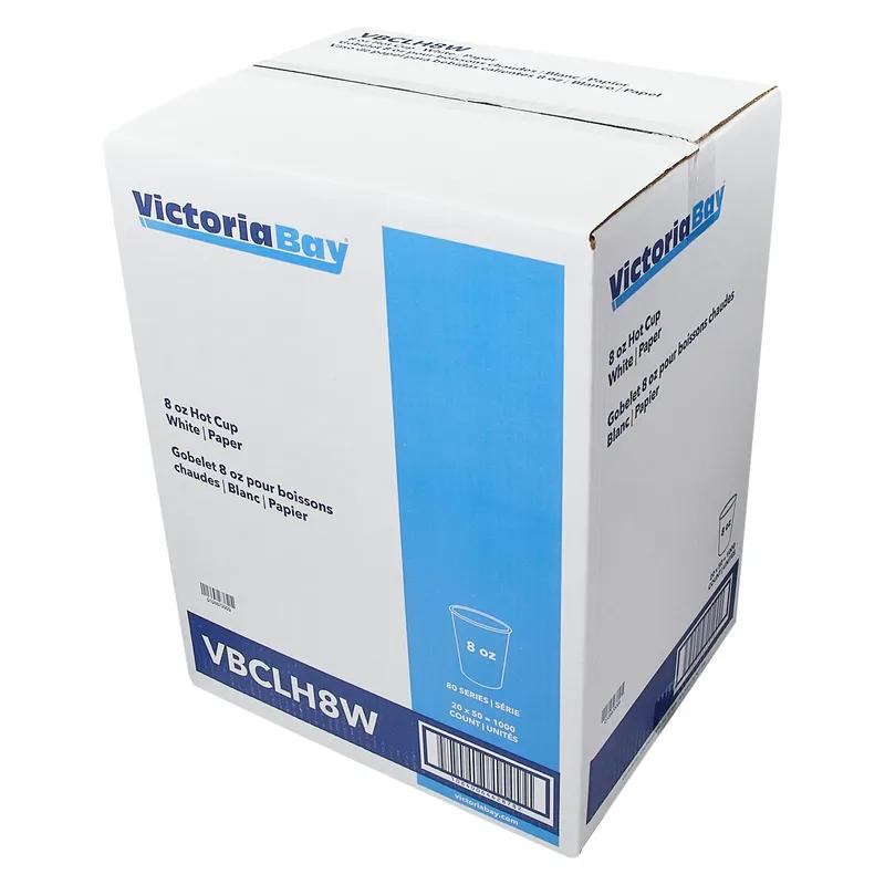 Victoria Bay Hot Cup 8 OZ Paper White 80MM 50 Count/Pack 20 Packs/Case 1000 Count/Case
