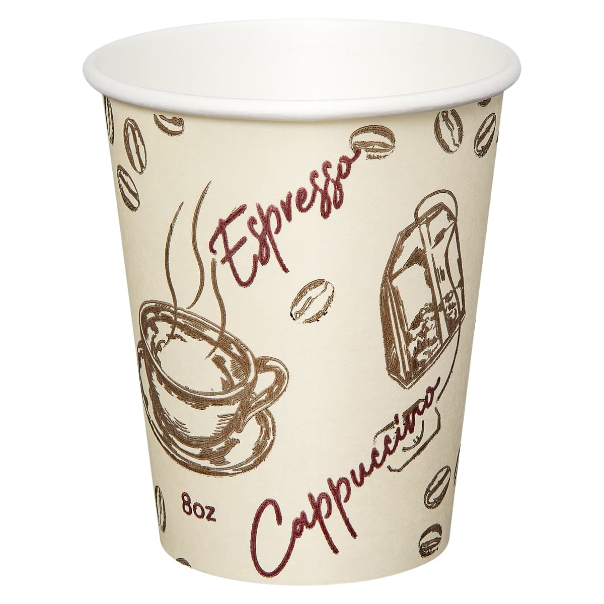 Victoria Bay Hot Cup 8 OZ Paper Serenity II 80MM 50 Count/Pack 20 Packs/Case 1000 Count/Case