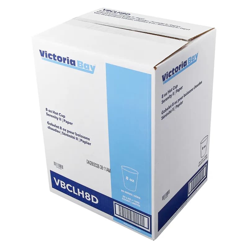 Victoria Bay Hot Cup 8 OZ Paper Serenity II 80MM 50 Count/Pack 20 Packs/Case 1000 Count/Case
