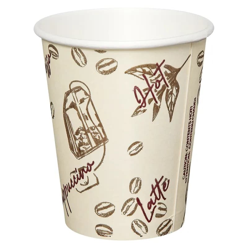 Victoria Bay Hot Cup 8 OZ Paper Serenity II 80MM 50 Count/Pack 20 Packs/Case 1000 Count/Case