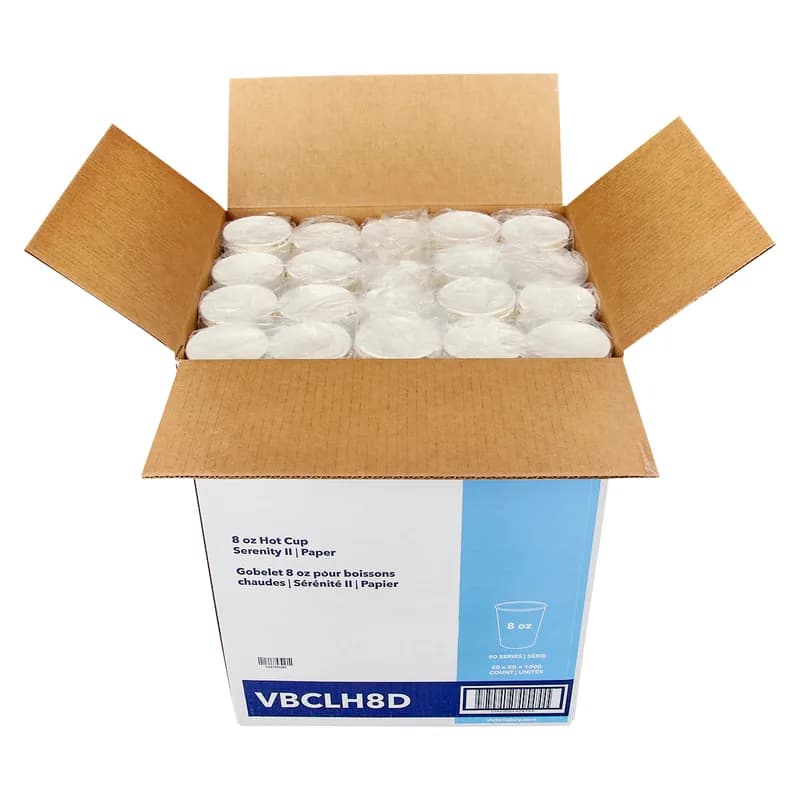 Victoria Bay Hot Cup 8 OZ Paper Serenity II 80MM 50 Count/Pack 20 Packs/Case 1000 Count/Case