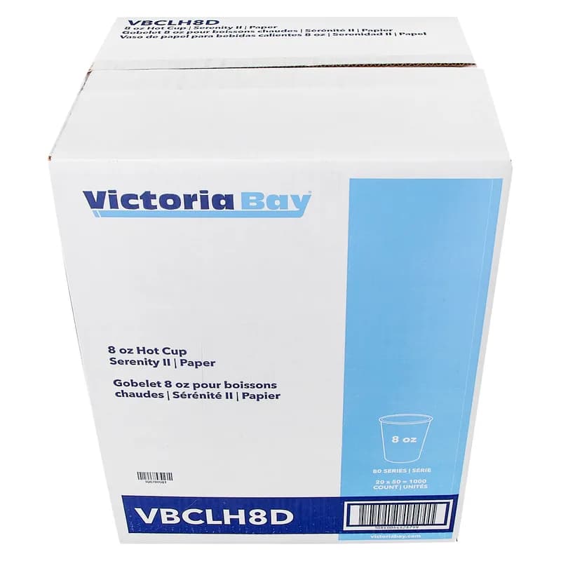 Victoria Bay Hot Cup 8 OZ Paper Serenity II 80MM 50 Count/Pack 20 Packs/Case 1000 Count/Case