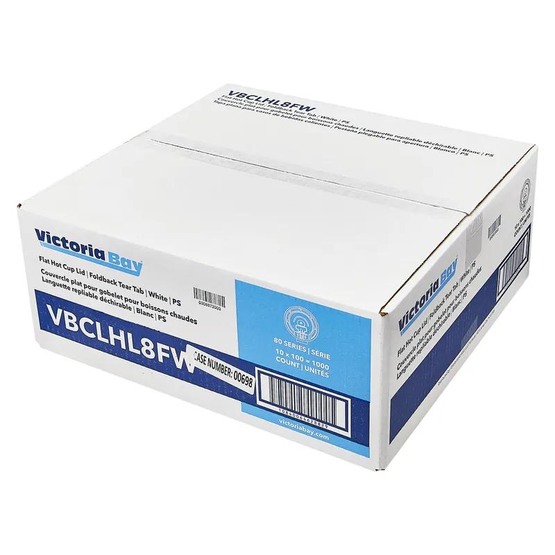 Victoria Bay Lid Flat 80MM PS White For Hot Cup 100 Count/Pack 10 Packs/Case 1000 Count/Case